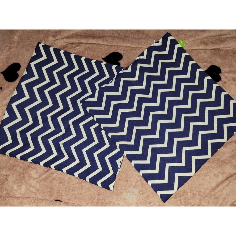 Set of 2 pillow cases blue Chevron decorative